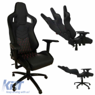 image-57-Bucket Seat RS Gaming Chair PVC - Suede Black/Red Cross Stitch Carner 2039