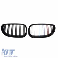 image-5-Front Grilles suitable for BMW 5 E60 03-11 M4 Look with Double Grille Tri-color / Glossy Black 2 Pcs