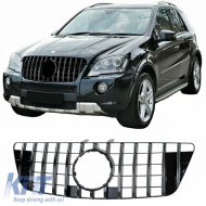 image-7-Front Grille suitable for Mercedes-Benz ML-Class W164 08-11 GT A Design Panamericana Look Black/Chrome 1 Pc