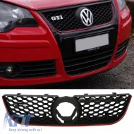image-8-Front Grille suitable for VW Polo 9N3 05-09 GTI Look Honeycomb With Red Line 1 Pc