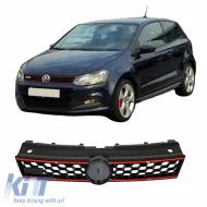 image-19-Front Grille suitable for Polo 6R/6C 09-16 GTI Look Honeycomb With Red Line 1 Pc