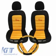image-1-Seat Front Cushions Racing Black/Yellow 5 Pcs