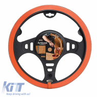 image-22-Steering Wheel Cover Leatherette Handmade Orange Medium 37-39cm HMA60NJ