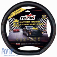 image-66-Steering Wheel Cover Leatherette D Shape Black With Red Seam Medium 38cm