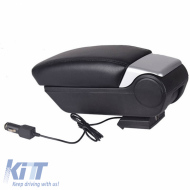 image-64-Car Armrest Black-Silver With USB Universal 22260