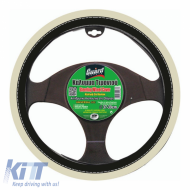 image-39-Steering Wheel Cover PVC Black/Beige Medium 37-39cm