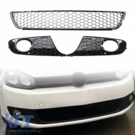 image-30-Front Bumper Side Grill Left - Right & Central suitable for VW Golf VI (6) 08-13 GTI Look Normal Version With Fog Lamp Hole Set 3 Pieces