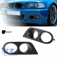 image-31-Front Bumper Fog Lamp Cover Side Grill suitable for BMW 3 E46 M3 98-05 Hamman Look Double Black Left & Right 2 Pieces