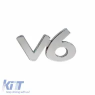 image-72-Chrome Sticker 3D ''V6'' 6.8cm x 3.5cm 1 Piece