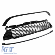 image-22-Front Grille suitable for Mini Cooper 06-14 R56 / R57 / R55 S/JCW Honeycomb Glossy Black 3 Pcs