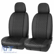 image-5-Seat Front Cushions PU Elegance Black With Gray Seam 2 Pieces