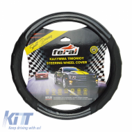 image-18-Steering Wheel Cover PU Speed Black / Carbon With Black Stitching Medium 38cm