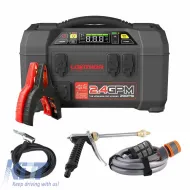 image-52-Car Booster, Powerbank, Car Washer 1.5 MPA Cordless, Compressor 150PSI, Led Light 5 in 1 Lokithor AW401 12 Volt 2500A