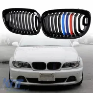 image-7-Front Grilles suitable for BMW 3 E46 03-06 Coupe/Cabrio Tri-color / Glossy Black 2 Pcs