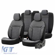 image-21-Seat Covers Otom Reflective Design Universal Jacquard / Rachel / Artificial Leather Front / Rear Set 11 Pieces Black - Dark Grey RFL-2603