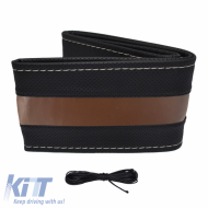 image-66-Steering Wheel Cover Otom Stitching PVC Black - Brown Medium 37-39cm DK-304