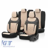 image-39-Seat Covers Otom Carbon Design Universal Jacquard / Rachel / Artificial Leather Front / Rear Set 11 Pieces Beige CRB-3403