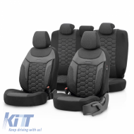 image-23-Seat Covers Otom Carbon Design Universal Jacquard / Rachel / Artificial Leather Front / Rear Set 11 Pieces Black - Grey CRB-3401