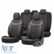 image-41-Seat Covers Otom Carbon Design Universal Jacquard / Rachel / Artificial Leather Front / Rear Set 11 Pieces Black - Red CRB-3402