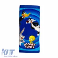 image-65-Seat Belt Cover suitable for Cars Looney Tunes ''Tweety-Bugs Bunny-Daffy Duck-Sylvester'' Velvet Blue 1 Piece