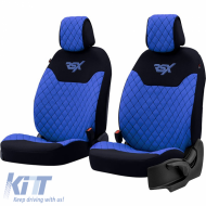 image-3-Semi Front Seat Covers suitable for Otom RSX Sport Fabric Embroidered Blue / Black RSXL-105 2 Pieces