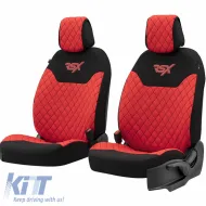 image-4-Semi Front Seat Covers suitable for Otom RSX Sport Fabric Embroidered Red / Black RSXL-104 2 Pieces