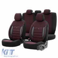 image-6-Seat Covers Otom Sport Plus Design Universal Cotton / Rachel / Artificial Leather Front / Rear Set 11 Pieces Dark Red SPTPLS-103