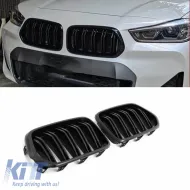 image-4-Front Grilles suitable for BMW X2 F39 18+ M4 Look with Double Grille Glossy Black 2 Pcs
