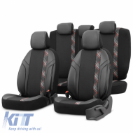 image-36-Seat Covers Otom Horizon Universal Jacquard / Rachel / Artificial Leather Front / Rear Set 11 Pieces Black / Red HRZ-1801