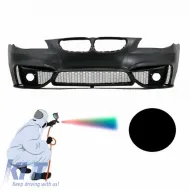 image-24-Front Bumper suitable for BMW 5 E60 03-10 M4 Look with Fog Lamp Holes Painted Black