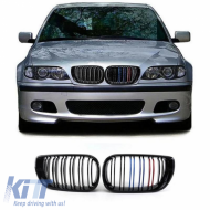 image-20-Front Grilles suitable for BMW 3 E46 02-05 Sedan/Touring M4 Look with Double Grille Tri-Color Glossy Black 2pcs