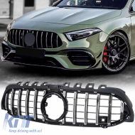 image-8-Front Grille suitable for Mercedes-Benz A-Class W177 18+ GT A Design Panamericana Look Black/Chrome 1 Pc