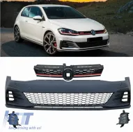 image-17-Front Bumper suitable for VW Golf VII (7) 13-17 Upgrade to GTI 7.5 Look 17-19 Set With Grille & Led Fog Lights