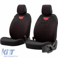 image-38-Semi Front Seat Covers suitable for Otom RSX Sport Fabric Embroidered Black With Red Stitch RSXL-102 2 Pieces