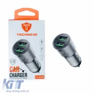 image-63-Charger suitable for Car Lighter Technovo TN-B006 with 2 Ports USB 2.4A 12-24V Black 1 Piece