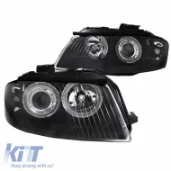 image-59-Headlights Set Suitable for Audi A3 8P 03-08 Angel Eyes Black H7/H7 With Motor Depo