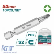 image-26-Screwdriver Bits Cross Total ΡΗ2 50mm Set 10 Pcs TAC16PH223