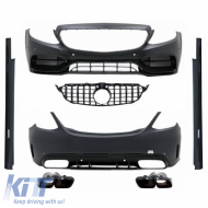 image-12-Body Kit suitable for Mercedes-Benz C-Class W205 14-20 Sedan A Design C63s Facelift Look With Grille & Exhaust Pipes Black Edition