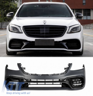 image-14-Front Bumper suitable for Mercedes-Benz S-Class W222 Facelift 17-20 A Design S63 Look Black Edition