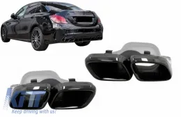 image-25-Exhaust Muffler Tips suitable for Mercedes-Benz C-Class W205 / E-Class W213 / S-Class W222 / GLE C292 / GLE W166 / GLC W253 A Design Look Black Edition 2 pcs