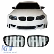 image-44-Front Grilles suitable for BMW 1 E81 / E82 / E87 / E88 07-11 M4 Look With Double Grille Glossy Black 2pcs