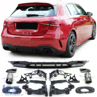image-8-Rear diffuser Sport Type 2 with black tailpipes for Mercedes A-Class W177 from 18