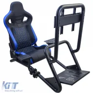 image-38-Sim Racing Komplett-Set Rohr 50mm Cockpit Sim Rig inkl. Sportsitz Schwarz Blau