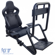 image-39-Sim Racing Komplett-Set Stahlrohr 50mm Cockpit Sim Rig inkl. Sportsitz Schwarz