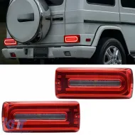 image-6-LED Lightbar Upgrade Tail Lights Red Clear for Mercedes G Model W463 2000-2018