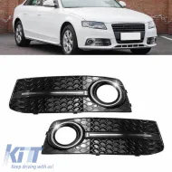 image-11-Front Bumper Side Grill suitable for Audi A4 B8 08-11 RS Look Glossy Black / Chrome Left & Right 2 Pieces