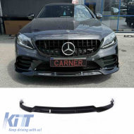 image-16-Front Spoiler suitable for Mercedes-Benz C-Class C205 / W205 Facelift 19-21 A Design Line Glossy Black Brabus Look 3 Pieces