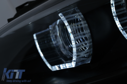 Fari 3D LED Angel Eyes per BMW Serie 3 E92 E93 2006-2010 U-Type Luce Nero HID-image-6099640