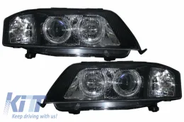 image-16-Fari Angel Eye per AUDI A6 C5 Allroad Typ 4B 99-04 RHD / LHD Drive Nero/Cromato-