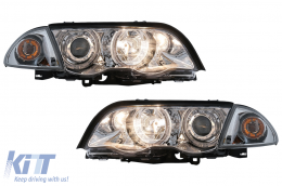 Fari Angel Eyes per BMW Serie 3 E46 Berlina Touring 05.1998-08.2001 Cromati-image-6111609
